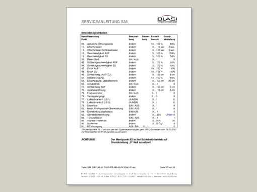 BLASI TA-6S – Bedienungsanleitung