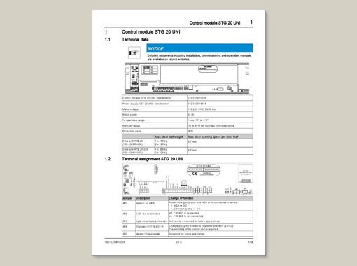 record system 20 – Control module STG 20 UNI