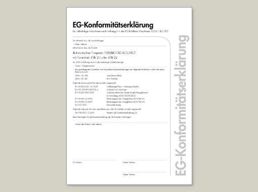 Konformitätserklärung THERMCORD RC2 / RC3