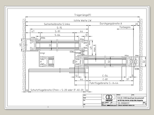 System 20 STA Schiebetür mit ISO Glas mit Seitenteil