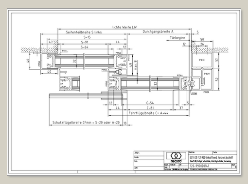 System 20 STA Schiebetür mit ISO Glas mit Seitenteil