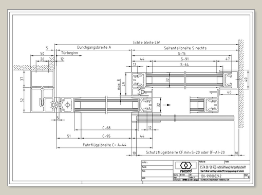 System 20 STA Schiebetür mit ISO Glas mit Seitenteil