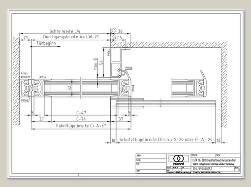 System 20 STA Schiebetür mit ISO Glas ohne Seitenteil