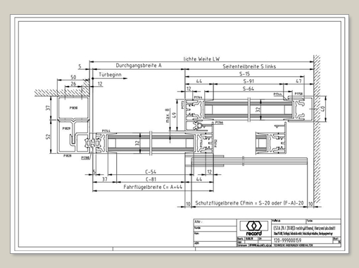 System 20 STA Schiebetür mit ISO Glas mit Seitenteil