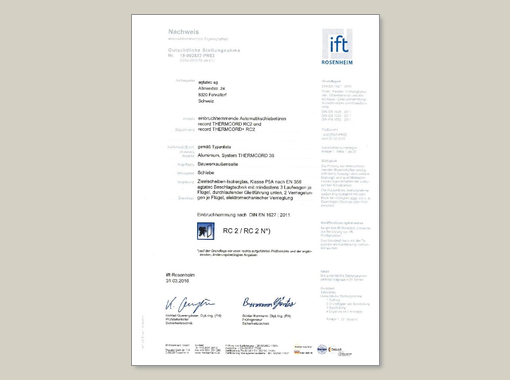 Prüfbericht THERMCORD RC 2 ift